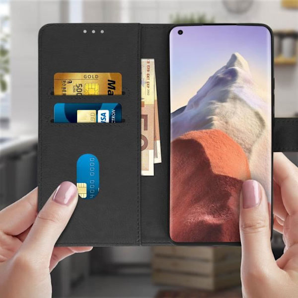Housse Portefeuille og Videostøtte til Xiaomi Mi 11 Ultra 5G - AVIZAR - Sort - Hårdt Skal - Magnetisk Svart