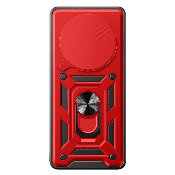 Fodral för Xiaomi Redmi 14C Ring Support Sliding Camera Cover Röd Röd