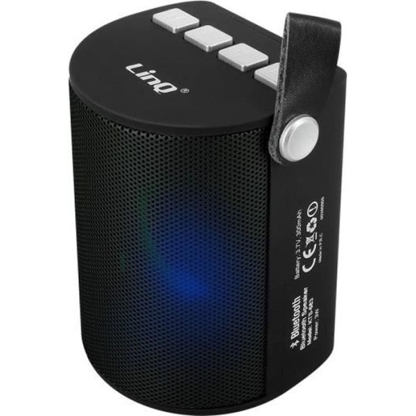 Trådløs Bluetooth Højttaler - LinQ - Sort - FM Radio - Multifarvet LED - 3W Svart