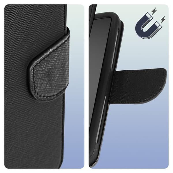 Universal Smartphone Wallet Case M Series Fancy Style Sort Svart