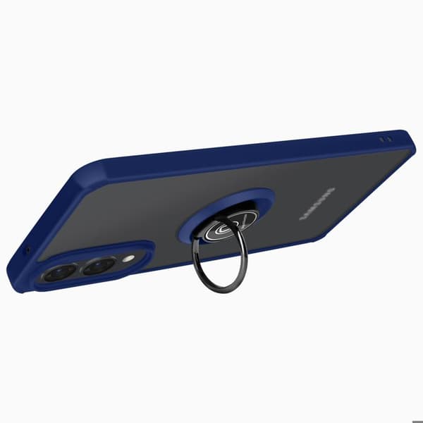 Coque Anneau - Samsung Galaxy S25 Edge - Magnetisk Ring - Translucent Bag - Stødabsorberende Blå Nat Blå