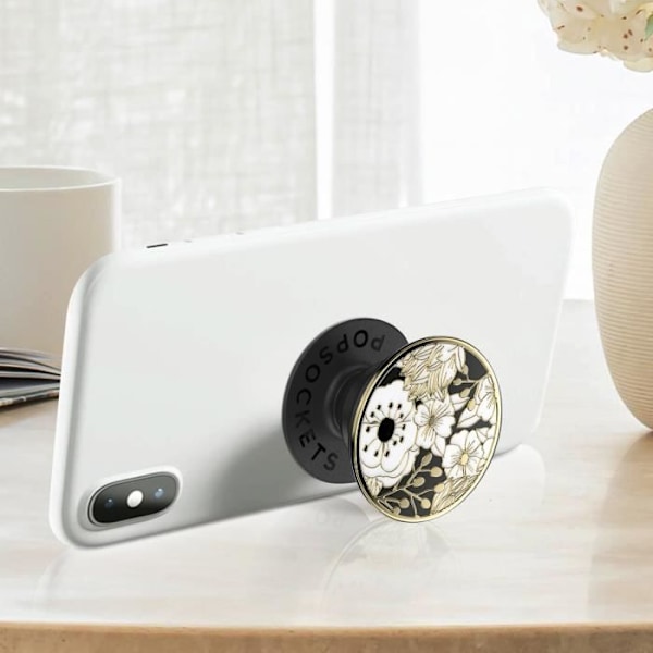 PopGrip - POPSOCKETS - Emalj Vilda Blommor - Aluminium - Svart - Säkert grepp Svart