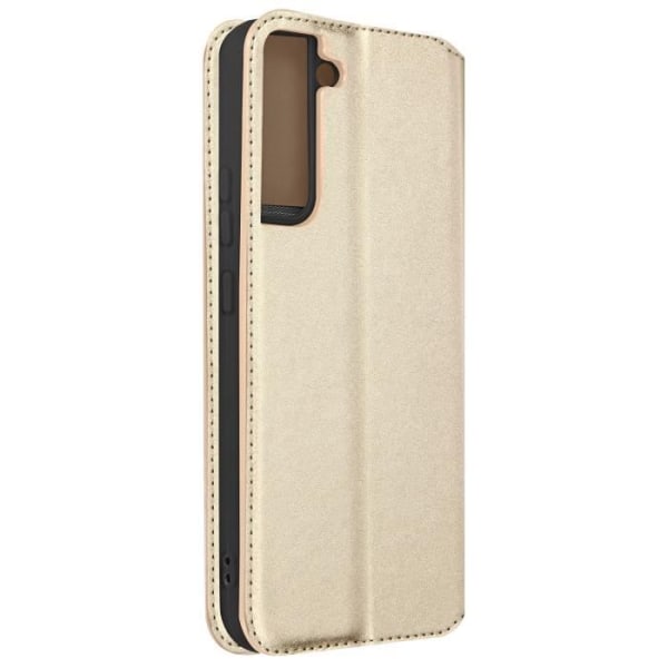 Plånboksfodral - Samsung - Galaxy S22 Plus - Guldgul - Syntetiskt läder - Videostöd Gult guld