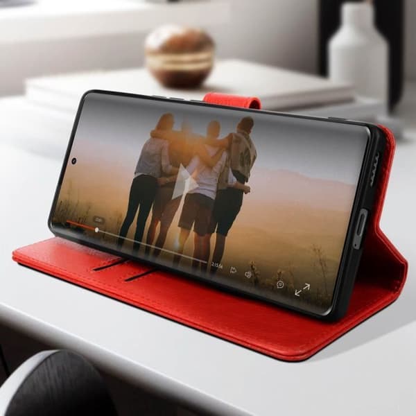 Cover til Honor Magic 5 Lite 5G og Honor X9a Wallet Video Support rød Röd