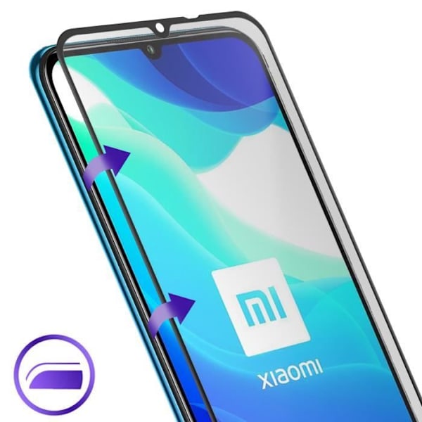 Fil Xiaomi Mi 10 Lite Buet Tempered Glass Akashi Transparent med sort kant Sort Svart