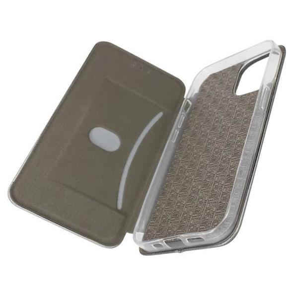 Telefonfodral - AVIZAR - iPhone 14 - Grå konstläder - Heltäckande skydd - Justerbar klaff Grå