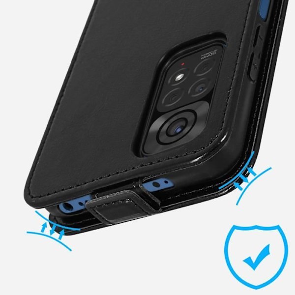 AVIZAR Fodral för Xiaomi Redmi Note 11 och Note 11s - Svart - Vertikalt flipskydd med korthållare Svart