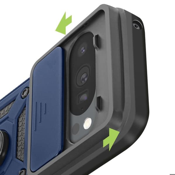 Coque Anneau - MAYAXESS - Google Pixel 10 / 10 Pro - Mørkeblå - Magnetisk Ring - Skydedæksel til Kamera Blå