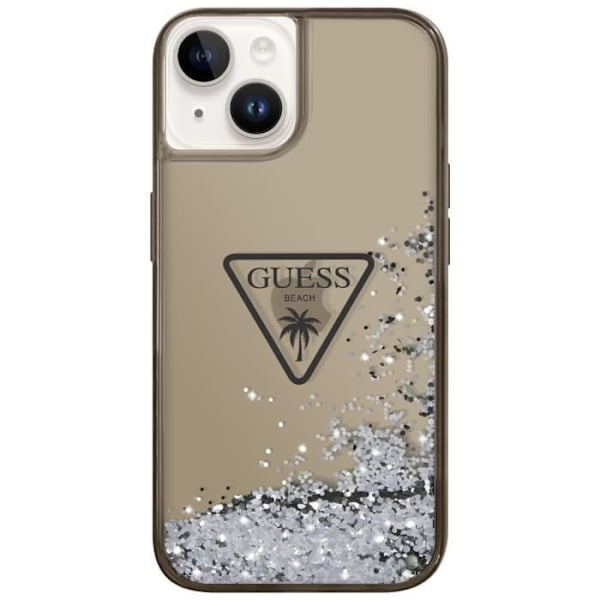 Coque Luxe för iPhone 14 Plus Flytande Glittrar Rep-skydd Guess Svart Transparent Svart