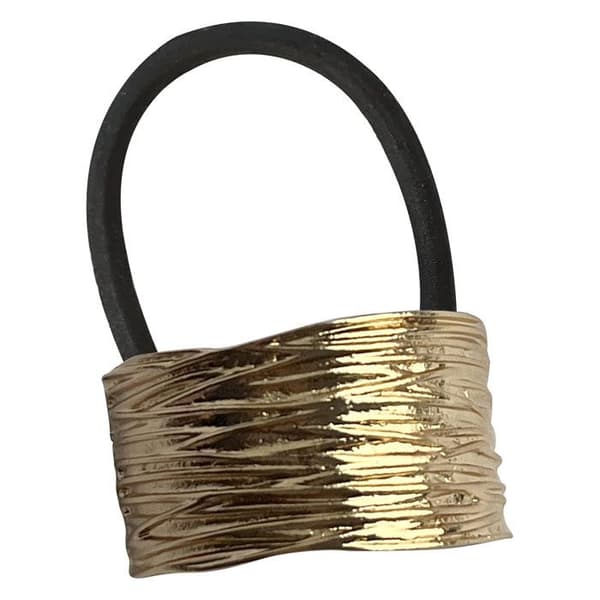 Hårelastik - AVIZAR - Skulptureret Textureret Ring - Sort - Behagelig - Elegant Svart