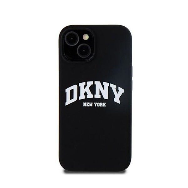 DKNY Liquid Silicone White Logo Print MagSafe - Kotelo iPhone 14 / 15 / 13 (musta)