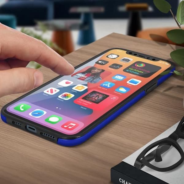 Coque - Apple - iPhone 12 Pro Max - Hårdt Bagbeskyttelse - Blød Foran - Blå Blå