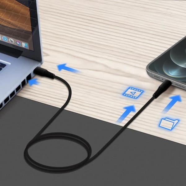 USB-C til Lightning kabel - Swissten - Hurtig opladning 3A - 1m - Sort Svart