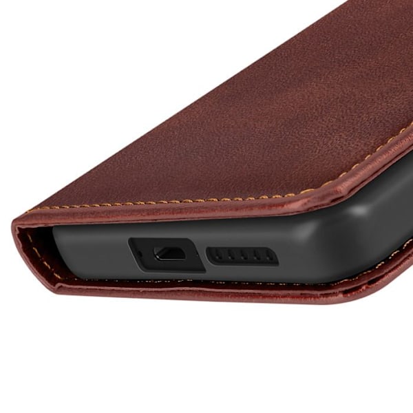 Étui för Xiaomi Poco X7 Pro Dragrem Lock Stöd Plånbok Mörkbrun kastanj