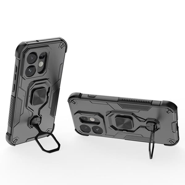 Stødabsorberende cover til Oppo Reno 16 med magnetisk ringefunktion i sort Svart