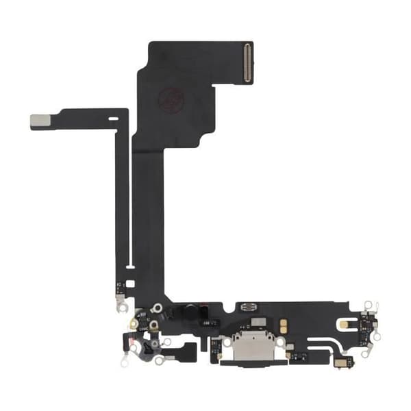 Opladningsstik - AVIZAR - iPhone 15 Pro Max - USB C - Mikrofon - Sort Titanium Svart