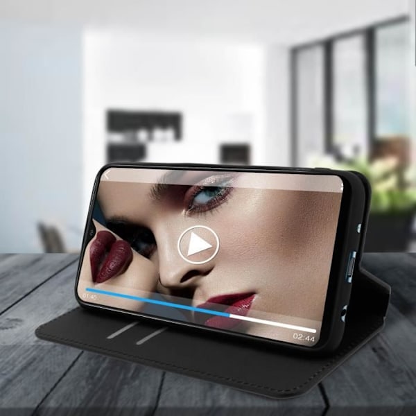 Smartphone skal - AVIZAR - Samsung Galaxy A10 - Eco-läder - Stativfunktion - Svart Svart