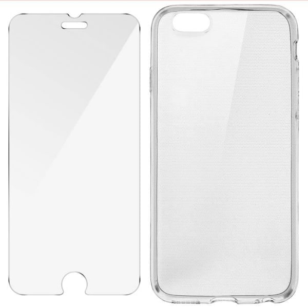 Suojapakkaus - AVIZAR - iPhone 6 / 6S - Läpinäkyvä silikonikuori - Karkaistu lasikalvo Transparent