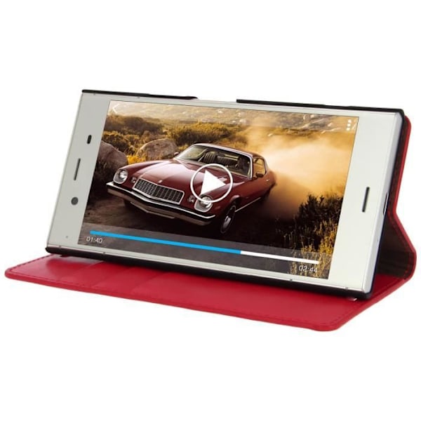 Etui Xperia XZ1 - AVIZAR - Folio läderfodral - Fullständig skydd - Röd - Kompatibel med Sony Xperia XZ1 Röd
