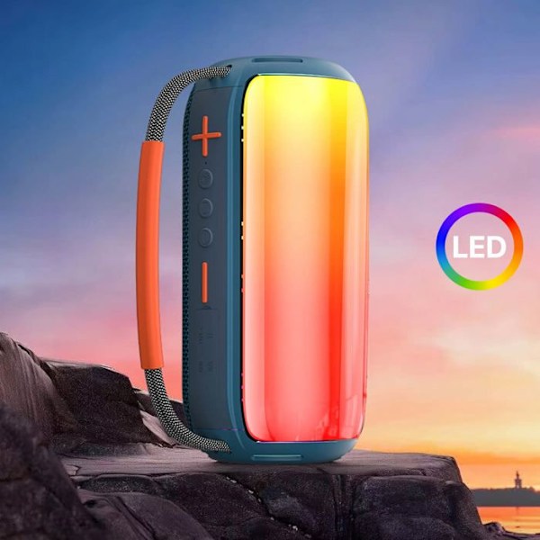 Bluetooth-kaiutin monivärisillä LED-valoilla, akunkesto 4h, wiwu-kahva, sininen