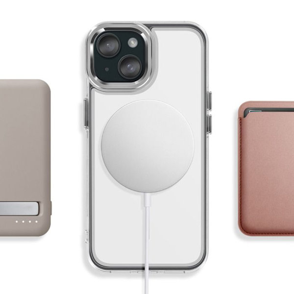 MagSafe-cover til iPhone 15 Plus / 14 Plus Forstærket Bi-materiale Hvid Vit