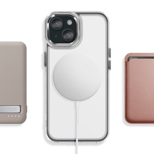 MagSafe-skal för iPhone 15 Plus / 14 Plus Förstärkt Bi-material Skydd Vit Vit