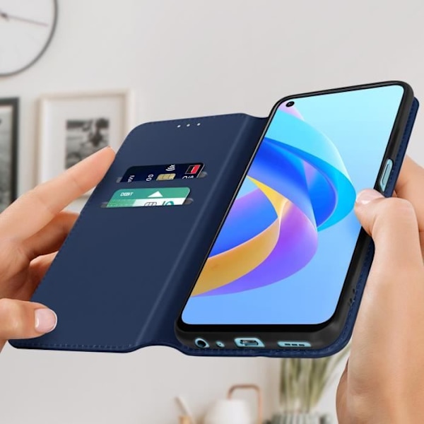 AVIZAR Fodral för Oppo A76, A96 och Realme 9i - Plånboksfodral för videostöd - Midnattsblå Nattblått