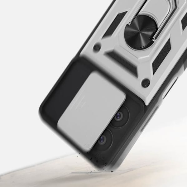 Kotelo - AVIZAR - Xiaomi Redmi Note 12 5G - Iskunkestävä - Rengasvideotuki - Hopea Pengar