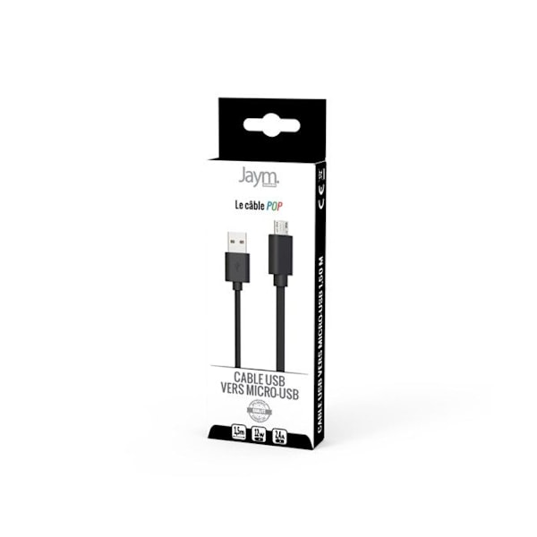 Micro-USB - USB-A Kaapeli - Jaym - 1,5m - 2,4A - Lataus ja Synkronointi - Musta