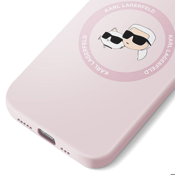 Coque MagSafe til iPhone 16e Silikone Blød Printet Karl & Choupette Karl Lagerfeld Pudder Rosa