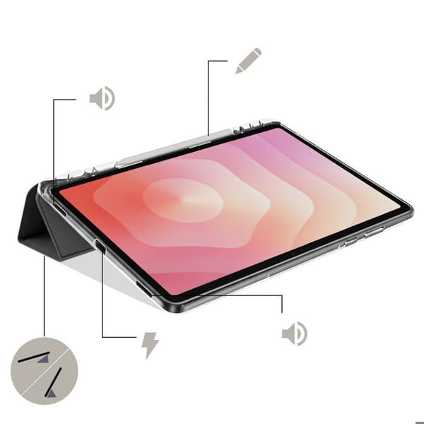 Etui til Galaxy Tab S11 med modulær støttefunktion, origami-design, sort Svart