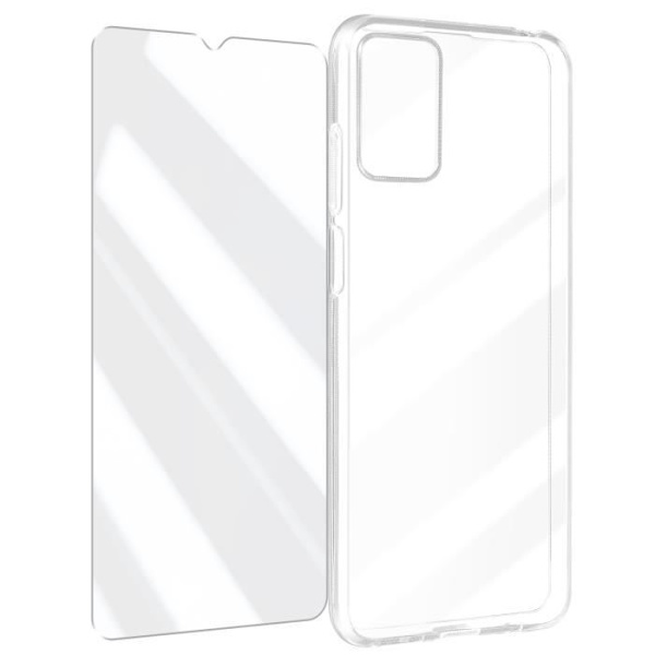Semi-hårdt etui til Motorola Moto E22 og E22i med Myway Clear 9H skærmbeskytter i hærdet glas Transparent