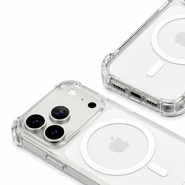 MagSafe-skal för iPhone 17 Pro Stötsäker Bumper med Förstärkta Hörn Transparent Vit