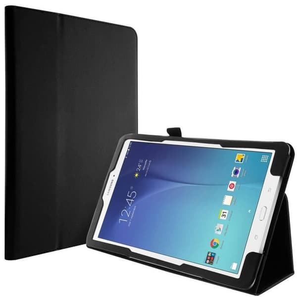 Beskyttelseshætte - Samsung - Galaxy Tab E 9.6 - Kunstlæder - Sort - Video-støtte Svart