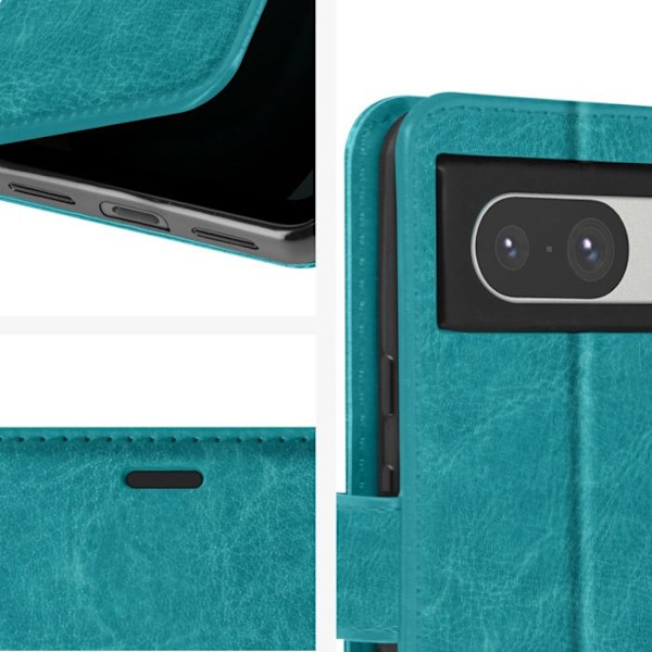 Fodral till Google Pixel 8 - MAYAXESS - Funktion för plånboksställ - Turkos Blå