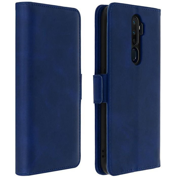 Foliofodral - AVIZAR - Oppo A9 2020 och A5 2020 - Ekologiskt läder - Stöd - Korthållare Blå