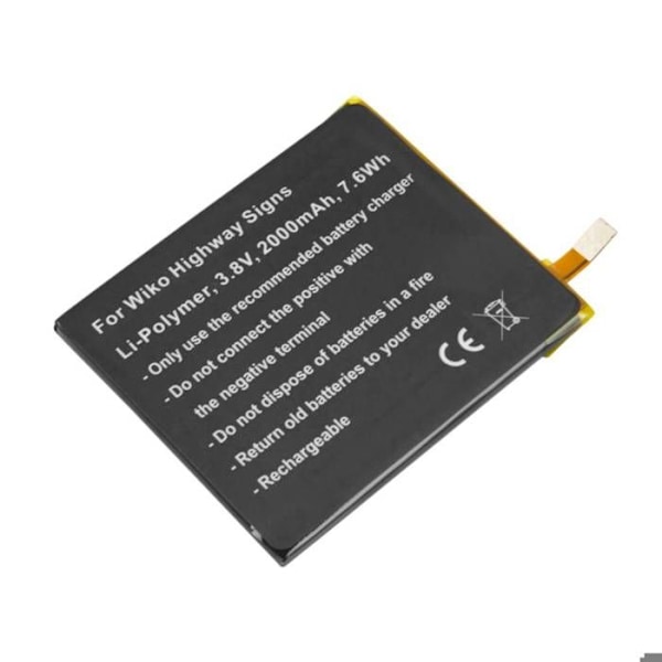Integreret Batteri til Wiko Highway 3,8V 2000mAh Li-Polymer Sort Svart