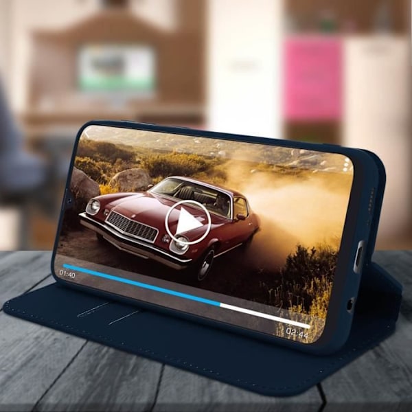 Hus til Samsung Galaxy A50 - AVIZAR - Folio tegnebogs etui - Øko-læder - Mørkeblå - Støttefunktion Midnattsblå
