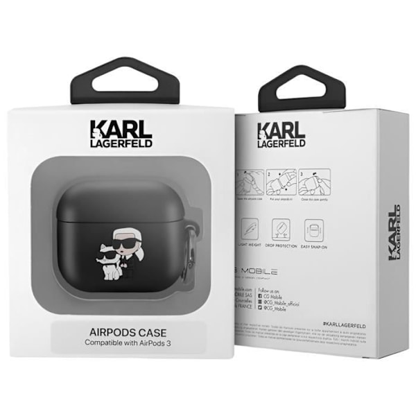 Taske til AirPods 3 Stødsikker Soft med Ring Karl Lagerfeld Sort Svart