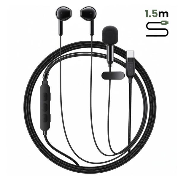 Microfon med USB-C hörlurar för röstövervakning och Bluetooth 5.4 Acefast Svart