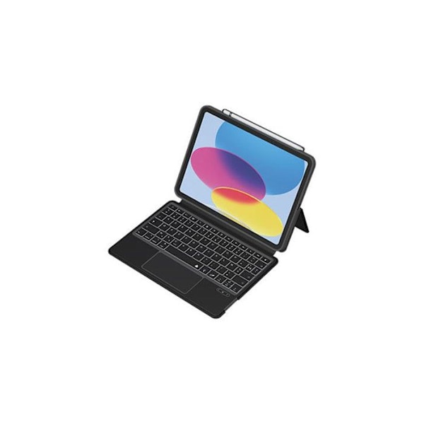 iPad 10.9" 2022: Bluetooth AZERTY-näppäimistöllä varustettu suoja - Musta