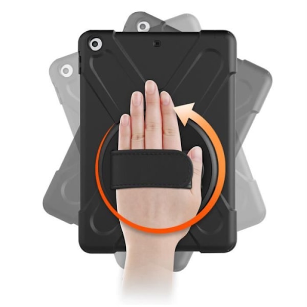 Kotelo Galaxy Tab A8:lle 10,5" täysi suoja ja 360° kääntyvä kahva Eiger Black Svart