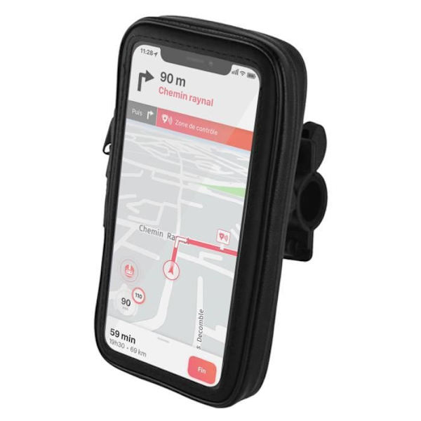 Support til smartphone - Akashi - 4.5'' til 5.7'' - Vandtæt - Rotérbar 360° - Cykel/Motorstyr Svart