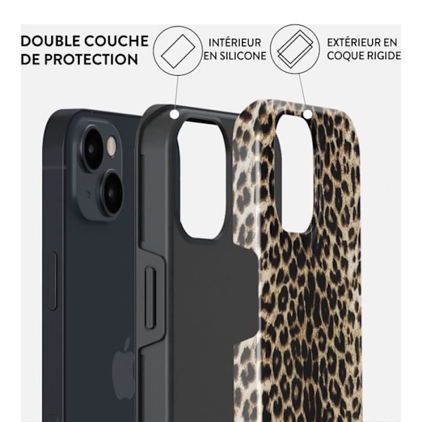 iPhone 15 Plus MagSafe Tough Antichoks Kuori Player Burga Leopardi kastanj