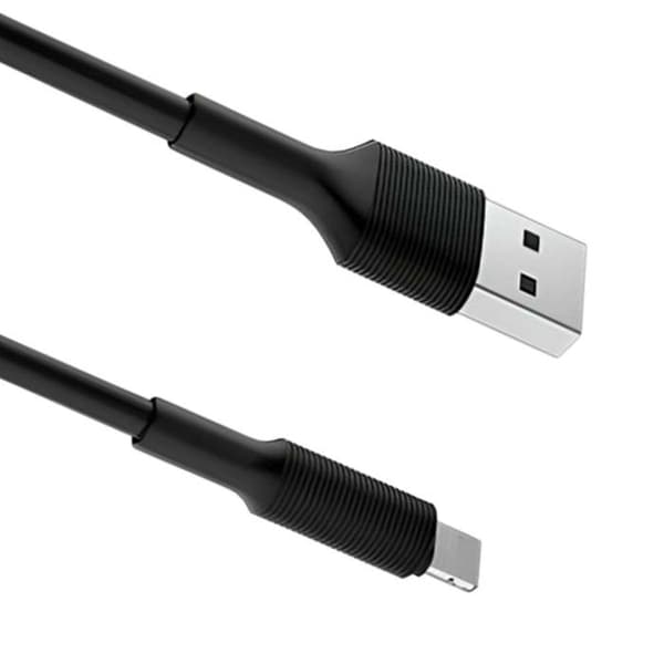 Biloplader - BOROFONE - 2 USB-porte - Lightning-kabel - Holdbart polycarbonat - Sort Svart