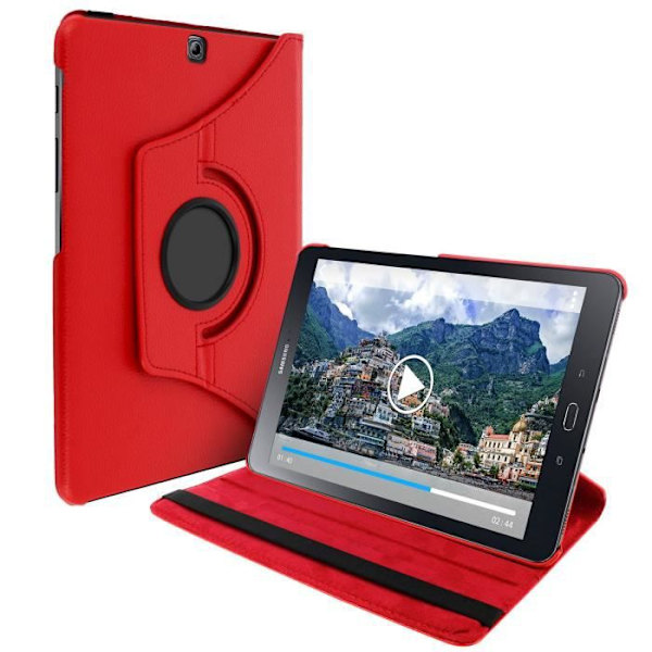 Hus - AVIZAR - Samsung Galaxy Tab S2 9.7 - Justerbart fodral - 360° roterbart stativ - Röd Röd