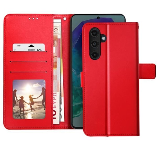 Kotelo Samsung M55:lle - AVIZAR - Vintage Design - Lompakon videotuki - punainen Röd
