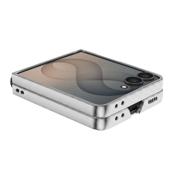 Fodral för Galaxy Z Flip 8 med led och silverfärgad kant Grå