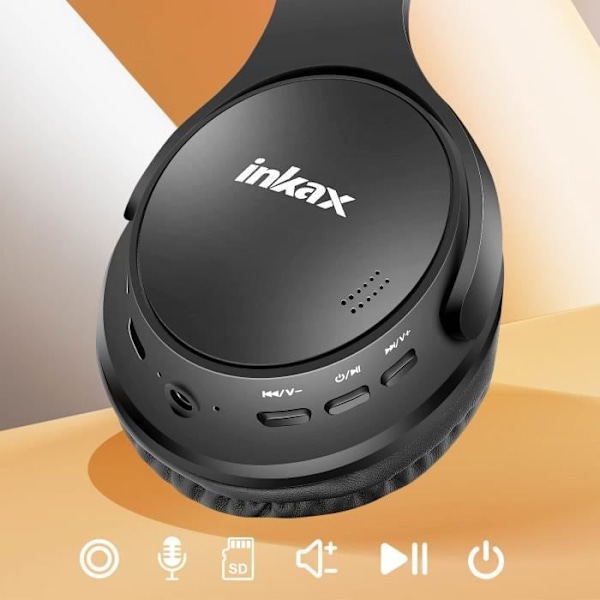 Folding Bluetooth Headphones with Built-In Microphone Inkax Black Svart