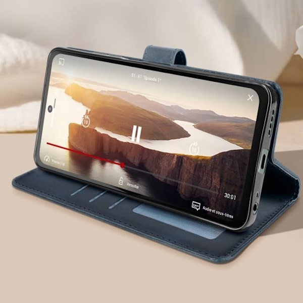 Kotelo Realme C67:lle - AVIZAR - Rannehihna Flip Lompakkotuki - Keskiyönsininen - Puolijäykkä - Sileä - Mixed Blå